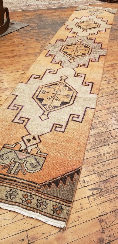 Beautiful 1930-1939's Antique Wool Pile Muted Natural Dye Oushak Runner Rug gallery