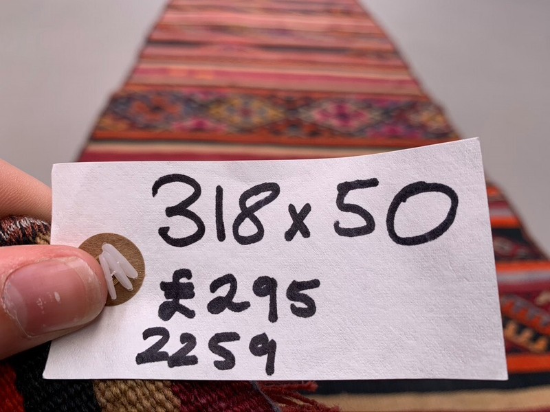 Old Turkish narrow Kilim Runner 318x50 cm shabby chic, vintage kelim gallery