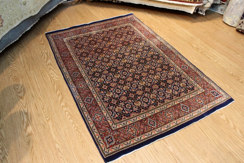 4X6 Ft. HANDMADE WOOL RUG BIDJAR DESIGN TRADITIONAL DESIGN dark-blue-background gallery