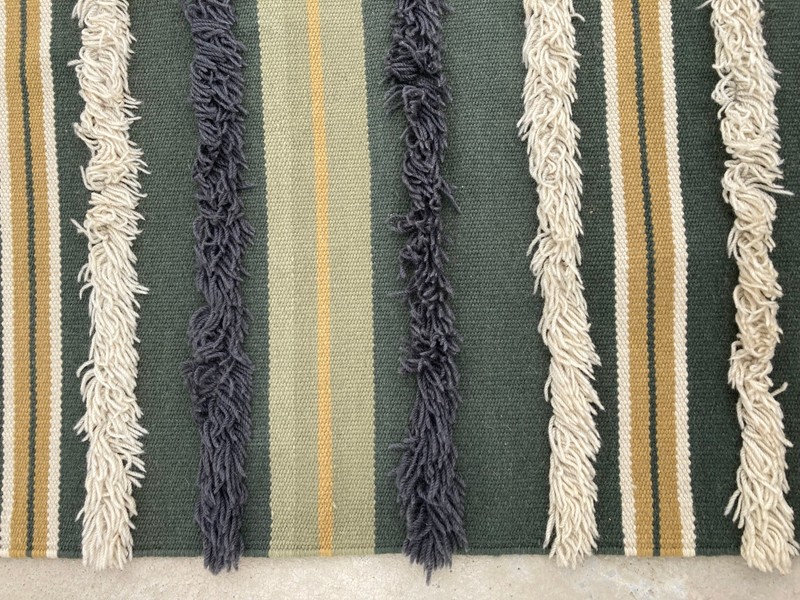 Vintage Traditional Handmade Lovely Striped Kilim Floor Rug Carpet 238x166 cm gallery