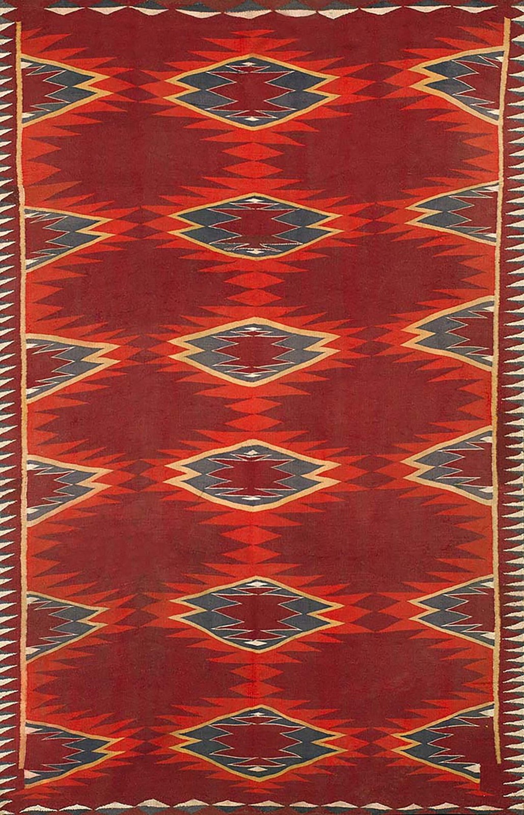 4'x6' Red Tribal Geometric Antique Navajo Native American Flat Weave Small Area gallery