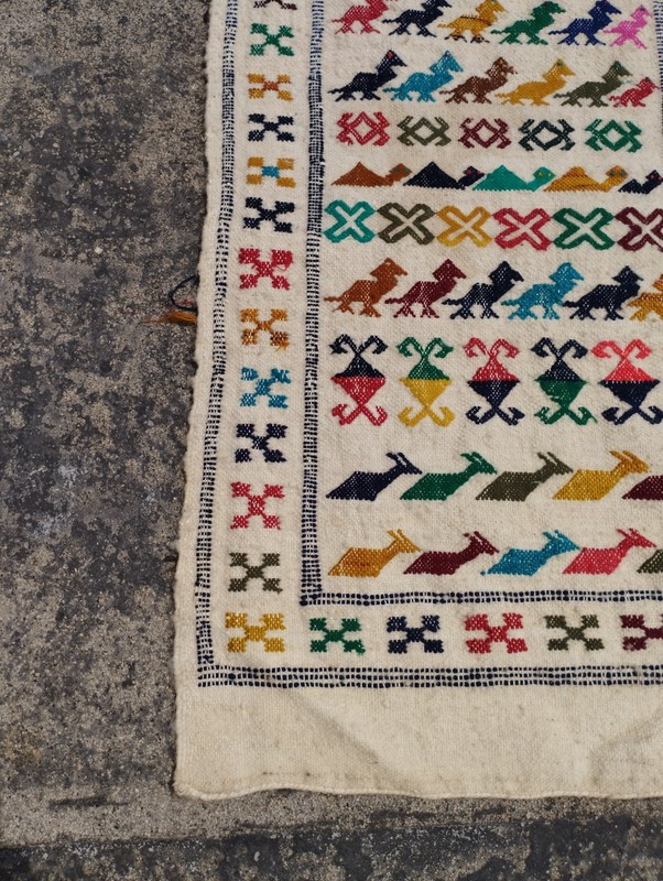Vintage Handmade Moroccan Geometric Wool Kilim Runner Rug 140x47 cm gallery