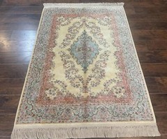 Karastan Rug 4×6 Pastel Ivory Kirman #784 Wool Carpet Original 700 Series