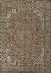 Vintage Geometric Tebriz Area Rug 10×13 Traditional Handmade Living Room Carpet