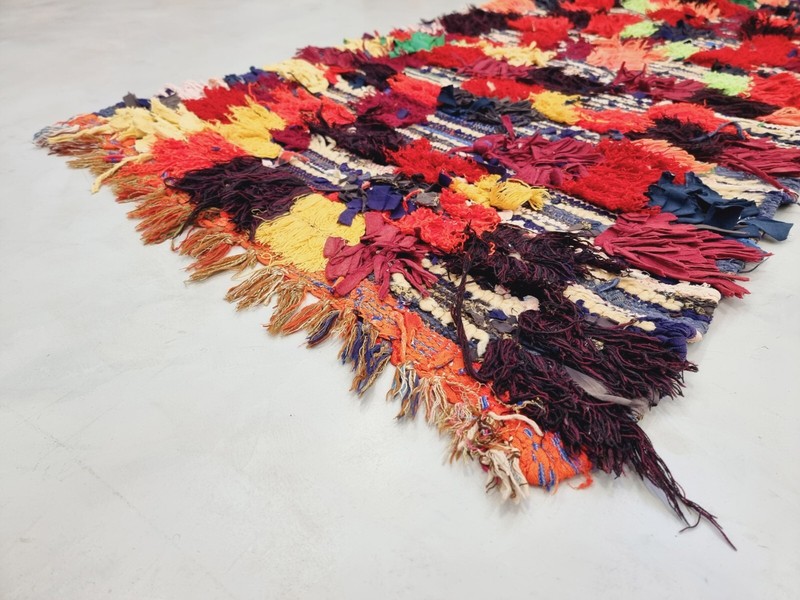 Moroccan Handmade Vintage Rug 2'6x5'4 Berber Checkered Red & Black Cotton Carpet gallery