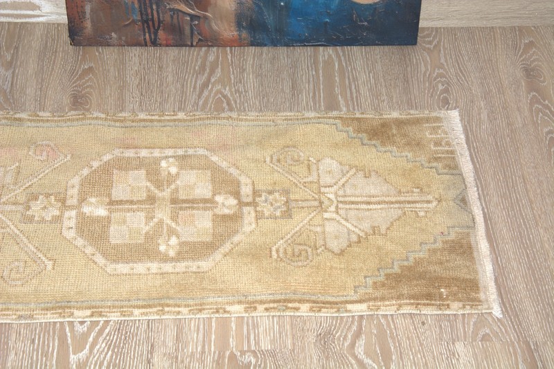 Beige Modern Decor Turkish Vintage Small Rug, 1'5x3'2 ft, Modern Geometrical gallery