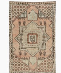 Vintage Turkish Oushak Area Rug, 3’7 X 5’8 E25088