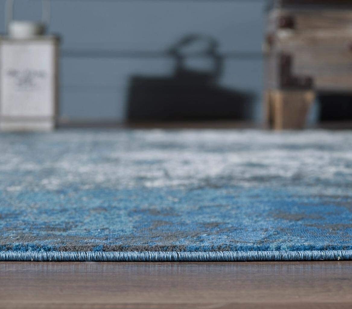 Oriental Area Rugs Blue-Gray Abstract Modern Living Room Carpet Contemporary Rug gallery