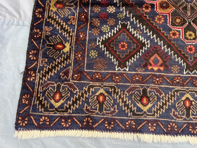 Vintage Afghan Baluchi Rug 3'10x6'9 – Hand-Knotted Wool Tribal Medallion Carpet gallery