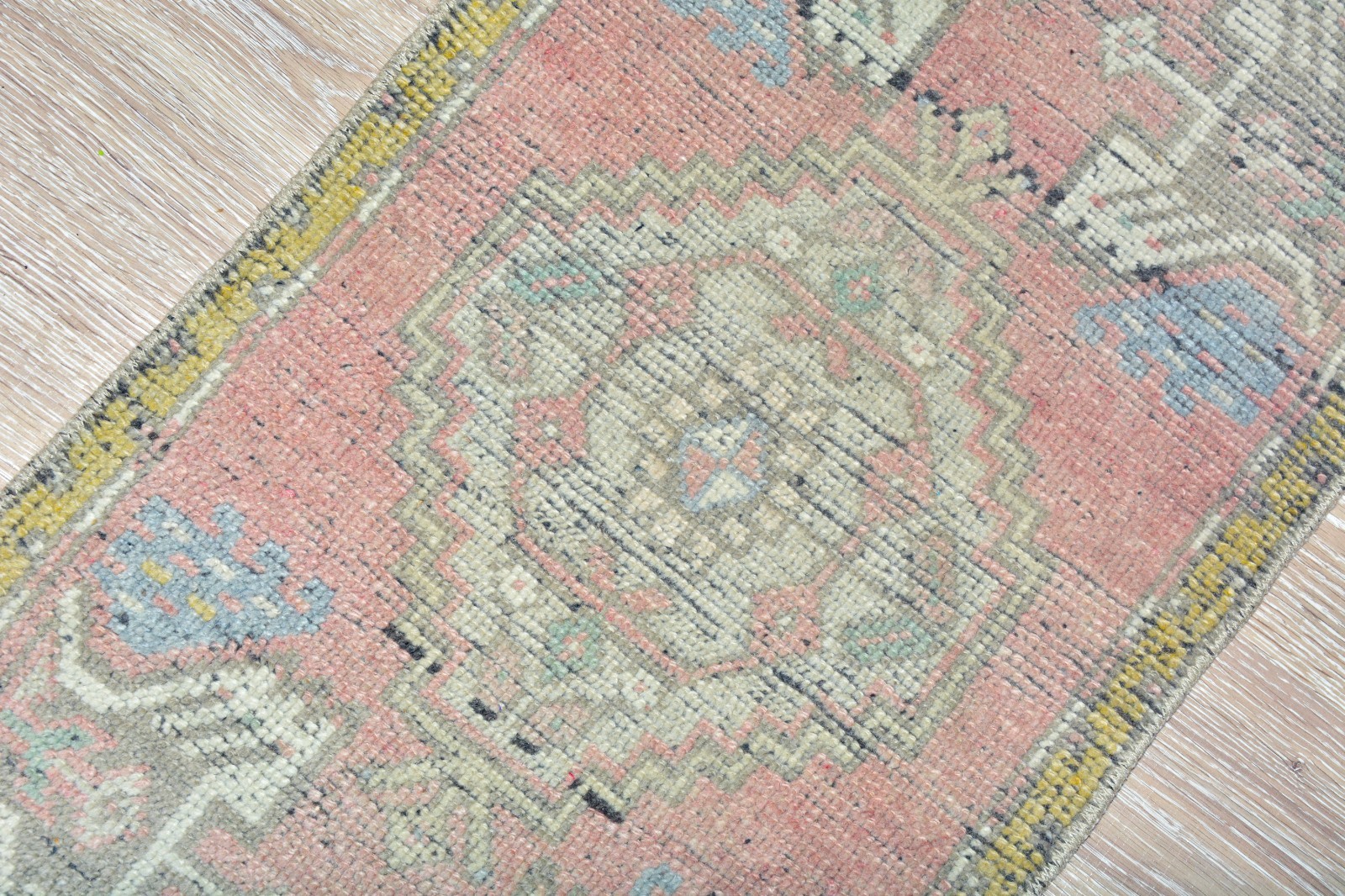 Vintage Turkish Oushak Rug 1'6x3'1 ft, Pink Colorful Modern Bathroom Rug gallery