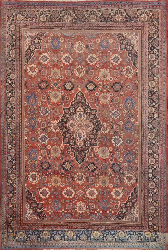 Pre-1900 Vegetable Dye Traditional Antique Rug Palace Size Handmade Carpet 11x14