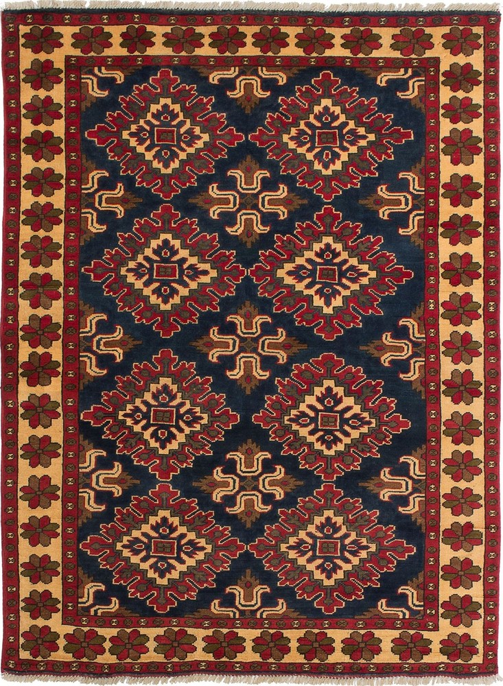Vintage 4'9" x 6'7" Traditional Hand Knotted Vegetable Dye Wool Area Rug