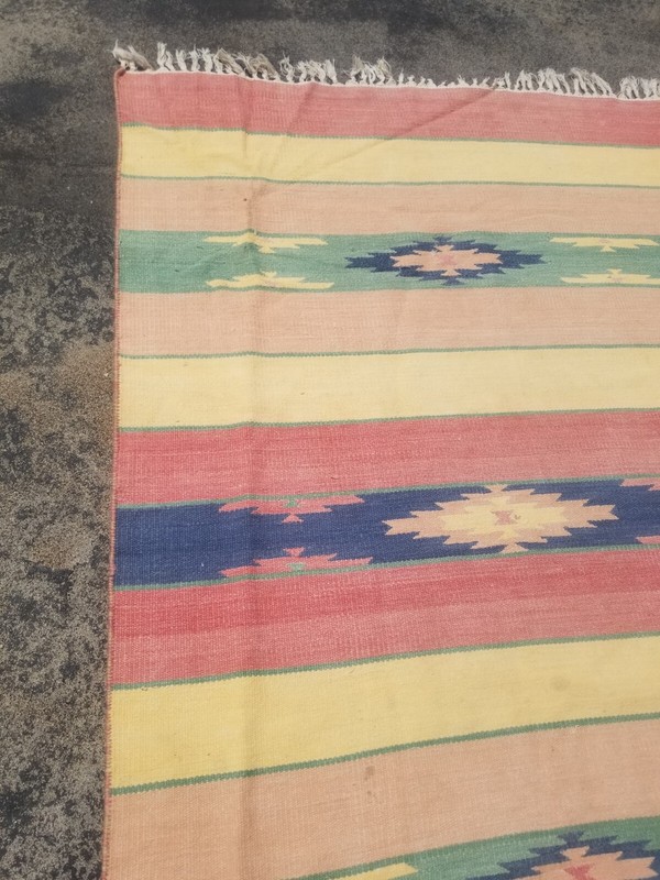 Vintage Handmade Traditional Turkish Geometric Wool Kilim Rug 176x115 cm gallery