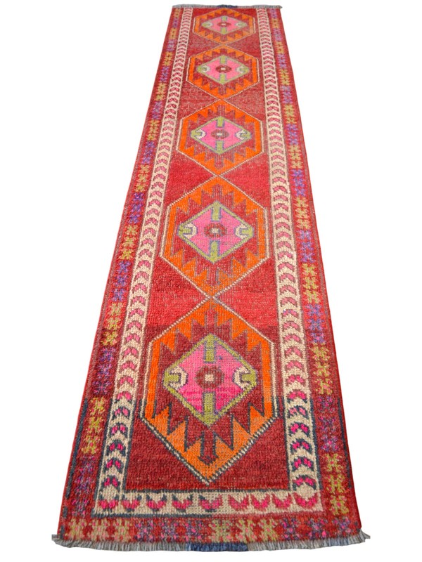 Vintage Handwoven Rug Turkish Runner Rug | 3x12 | Hallway Carpet, Kitchen Rug gallery