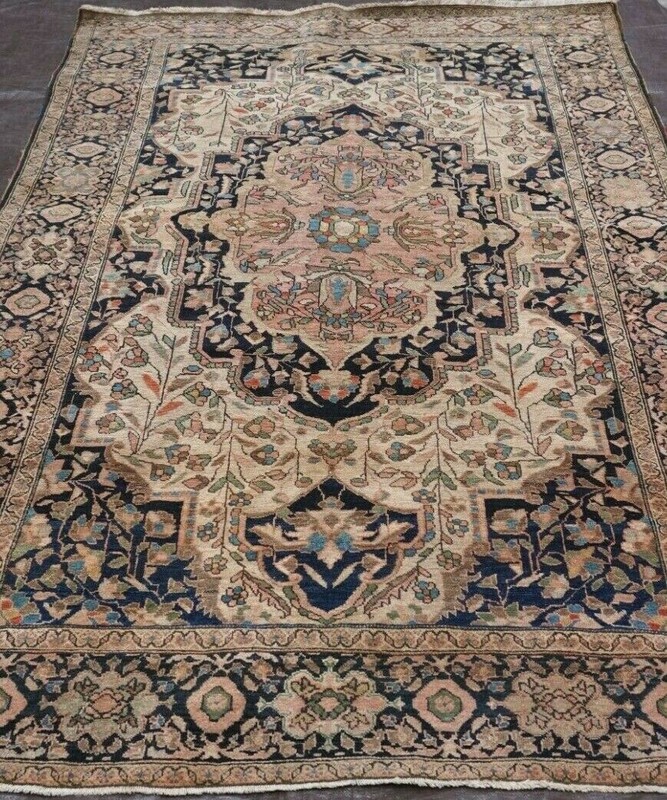 Antique Hand Knotted Saroukk 4'5" x 6'9" Wool Ivory Oriental Rug gallery