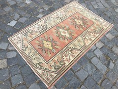 Bohemian Area Rug Handmade Wool Rug Turkish Vintage Traditional Rug Home Decor