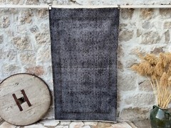 Hand-Knotted Turkish Carpet 4×6 Gray Overdyed Wool Rug Anatolian Medium Size