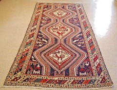 c1930s ANTIQUE SO MUCH DETAILS FINE CAUCASIAN SOUMAK KILIM 4.3×9.5 HUMAN_CRITTER