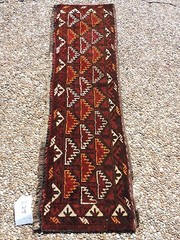 2x5ft. Vintage Balouch Khorasan Geometric Tribal Wool Door Surround