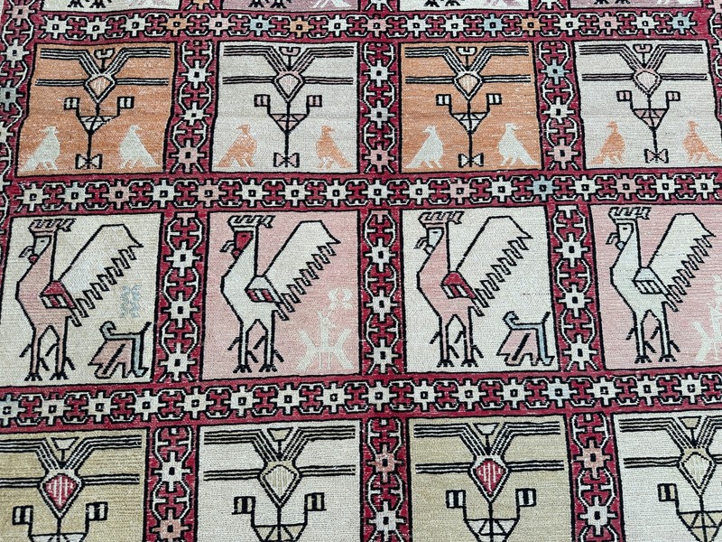 4x6'2 ft Afghan Silk Kilim Rug Handmade Pictorial Birds Design Oriental Carpet gallery