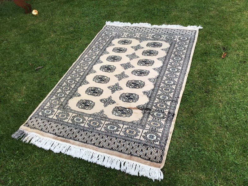 VINTAGE MAT RUG OLD CARPET LOVELY DESIGN REVERSIBLE TURKISH ASAIN AZTEC STYLE gallery