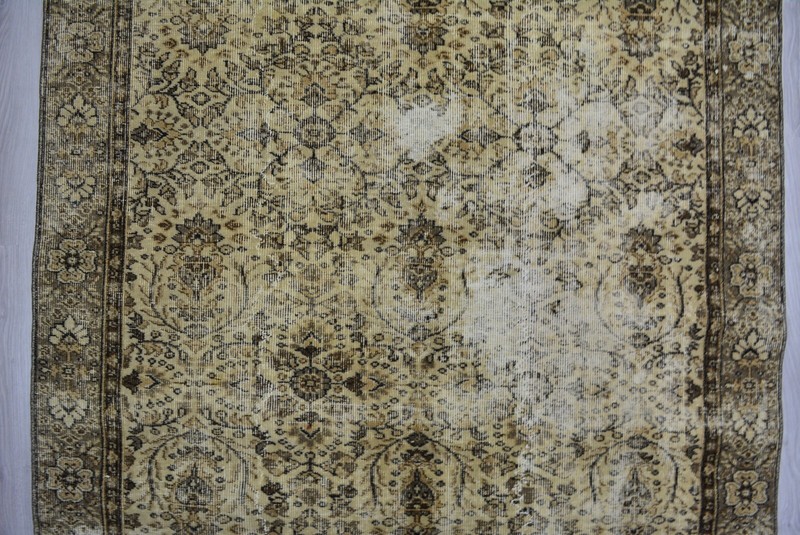 Brown Bordered Turkish Vintage Area Rug, 5.1x8.3ft, Antique Brown Handmade Rug, gallery