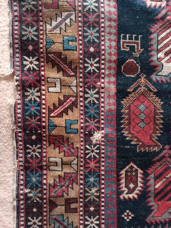 Caucasian Marasali VINTAGE 1900s Hand Knotted SIGNED 47 x 51 Wool Prayer Rug gallery