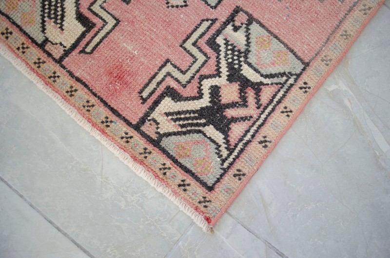 Vintage Doormat Turkish Rug Handmade Wool Small Rug, Kitchen Rug, 2x3 ft approx gallery