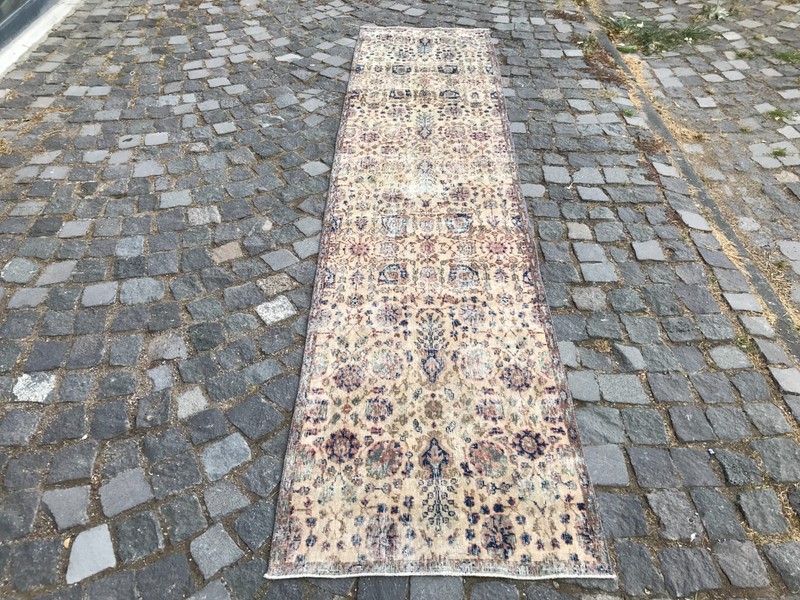 Bohemian Runner Rug, Turkish Vintage Rug, Handmade Wool Rug, 2,3 x 9,9 ft gallery