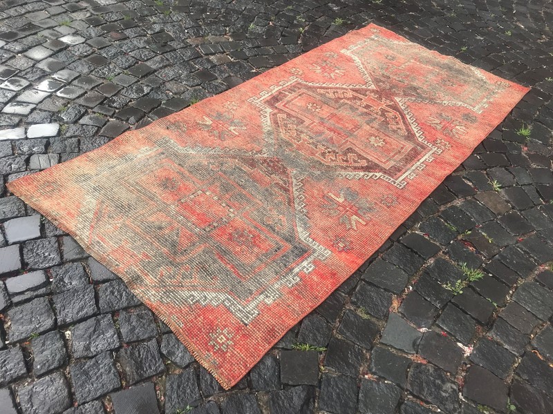 Runner Rug Turkish Runner Rug Oushak Runner Vintage Runner 7,57 X 3,47 Ft gallery