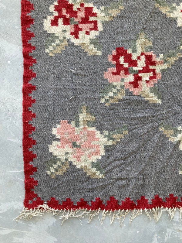 Vintage Traditional Handmade Bessarabian Romanian Wool Kilim Floor Rug 245x74 cm gallery