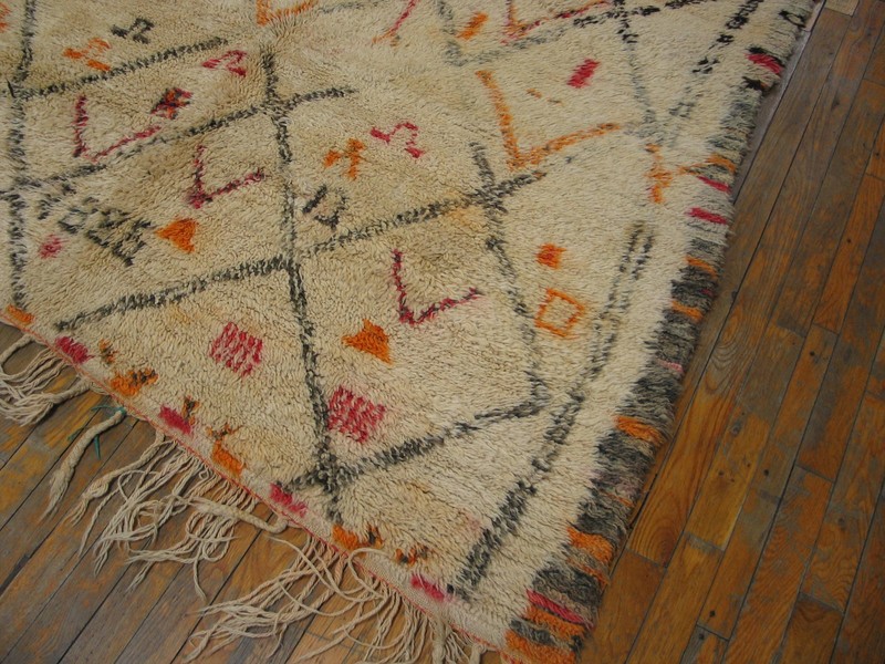 Vintage Plush Wool Pile Mid Century Moroccan Tribal Beni Ourain Berber Carpet gallery