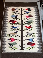 Handwoven Wool Tree Of Life Wall Hanging Rug Pictorial Birds Zapotec Tapestry