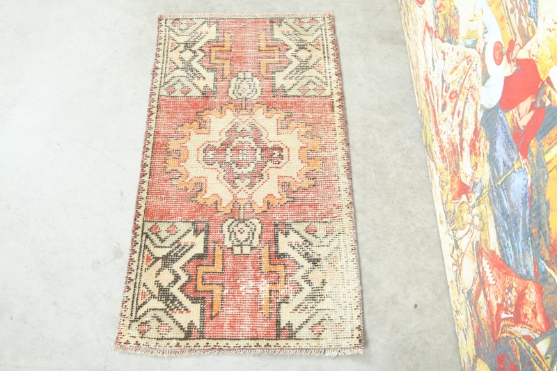 2x3 Turkish Door Mat Rug Hand-Knotted Mini Carpet Vintage Small Rug Boho,749 gallery