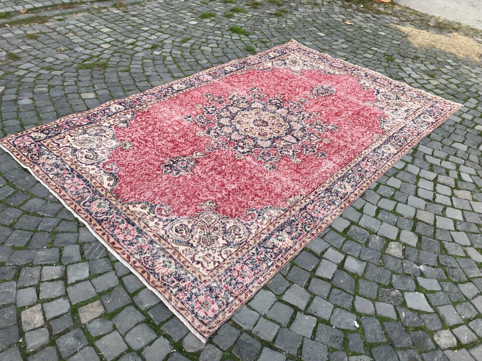 Turkish Vintage Rug, Handmade Wool Rug, Bohemian Large Rug, 6,4 x 7,5 ft gallery
