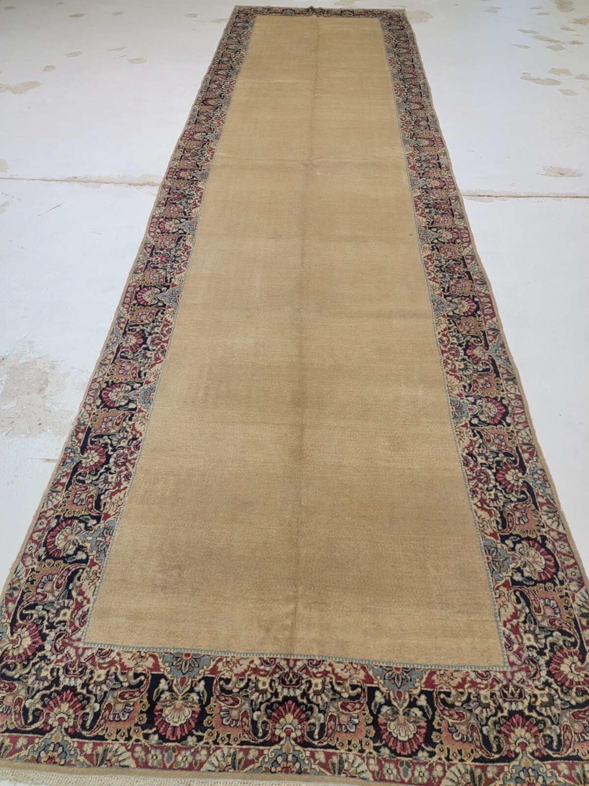 Antique Oriental Hand-Knotted Wool Runner Beige/Red/Blue/Green 4'9" x 17'7" gallery