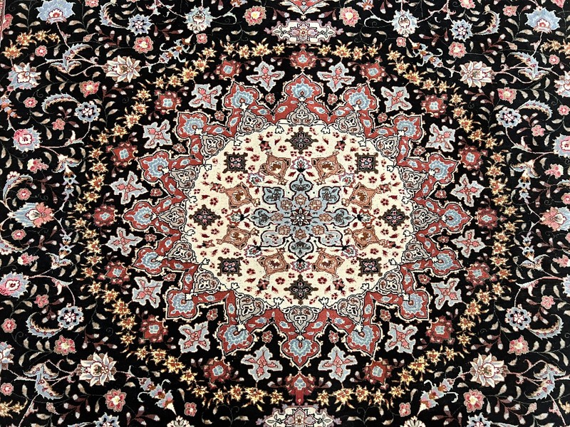 Marvelous Oriental Rug 7x10 Super Fine 50 Raj 300+ KPSI Black Rust Red Floral gallery