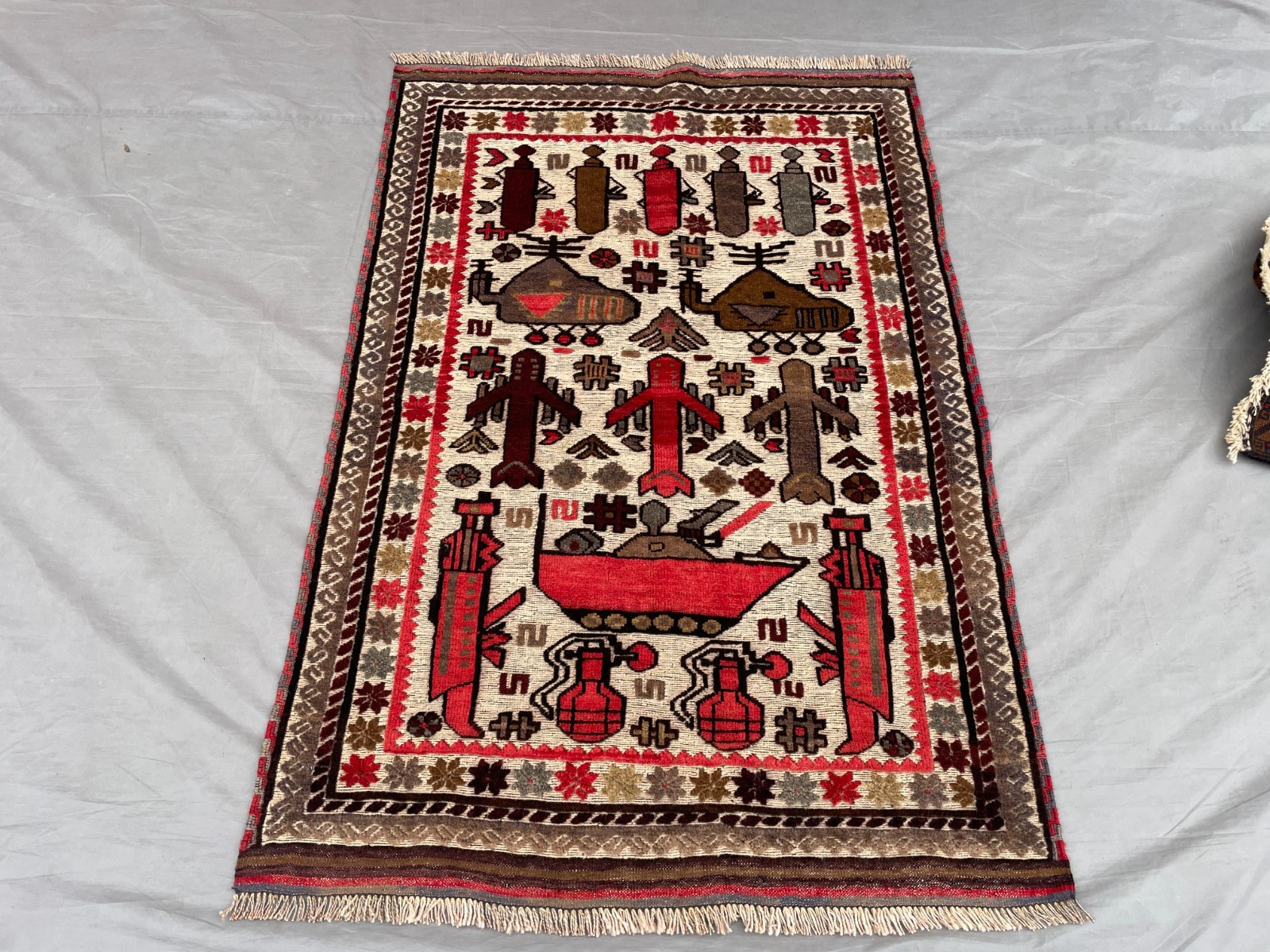 2'11x4'4 Ft Vintage Afghan Baluchi Inspired Tribal Pictorial Kilim Area Rug gallery