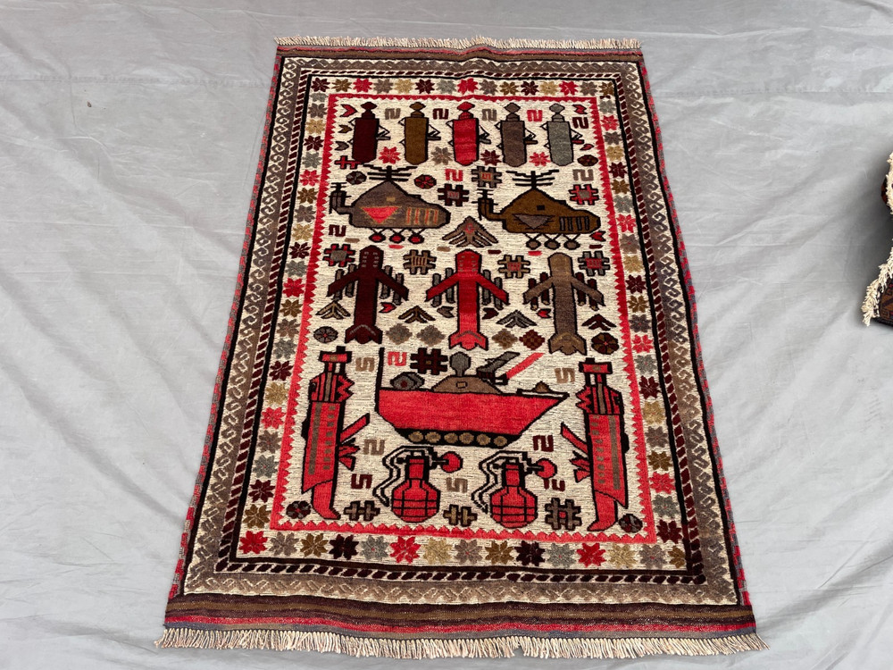 2'11x4'4 Ft Vintage Afghan Baluchi Inspired Tribal Pictorial Kilim Area Rug