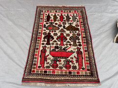 2’11×4’4 Ft Vintage Afghan Baluchi Inspired Tribal Pictorial Kilim Area Rug