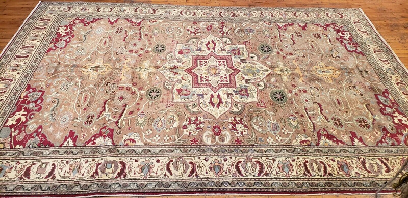 Exquisite 1930-1939s Antique Wool Pile,Vegy Dyes Floral Hereke Rug 6'7" x 10' gallery