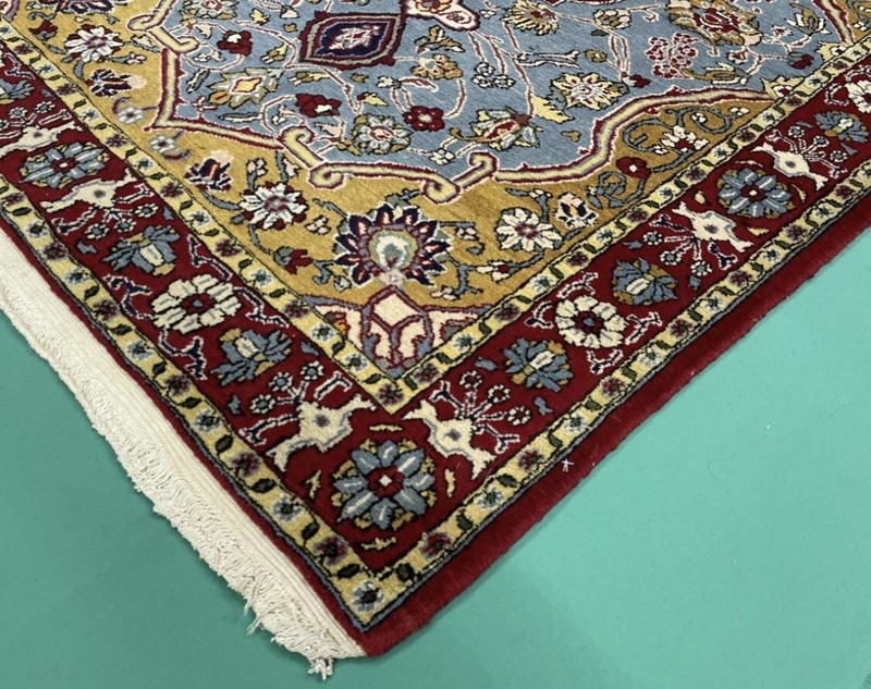 306 X 5.03ft Authentic Qumm Area Rug Oriental Knotted Rare Pile Antique Blue A+ gallery