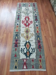 Oshak Antique Runner Rug Long Wool Tribal Geometri Rug Caucasian Runner Rug