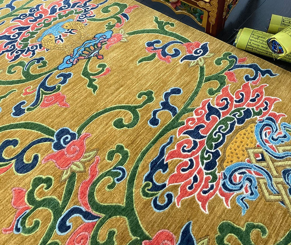 Tibetan Traditional Buddhist Meditation Rugs 3x6 ft Handmade Antique Floral Rugs gallery