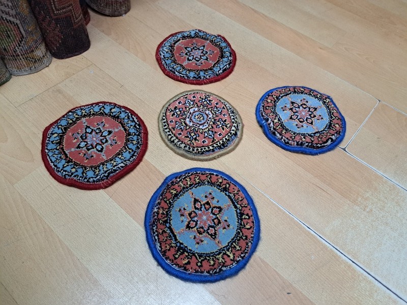 Turkish Rug, Non Stick Rug, Mini Christmast Gift, Under The Pot, 0.7 x 0.7 ft gallery