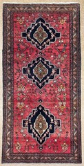 5×13 Vintage Hand Knotted Wool Hamedan Tribal Runner Rug Red Oriental Hallway