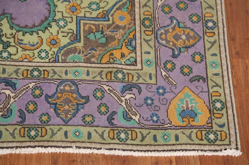 Purple Over-Dyed Wool Floral Living Room Area Rug 7x10 Vintage Traditional Rug gallery