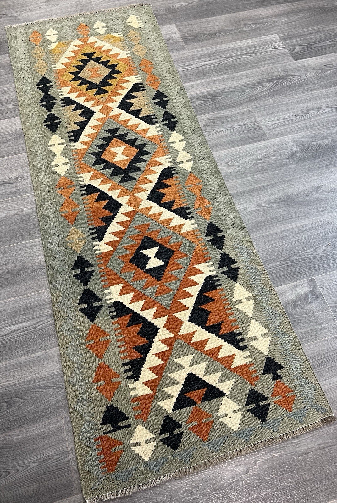 Handmade Kilim Runner wool natural colours Afghan Traditional 202cmx73cm gallery