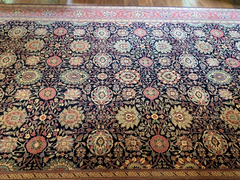 12' x18' MAHAL Design Handmade large Oriental Rug Navy blue background 12x18 FT. gallery
