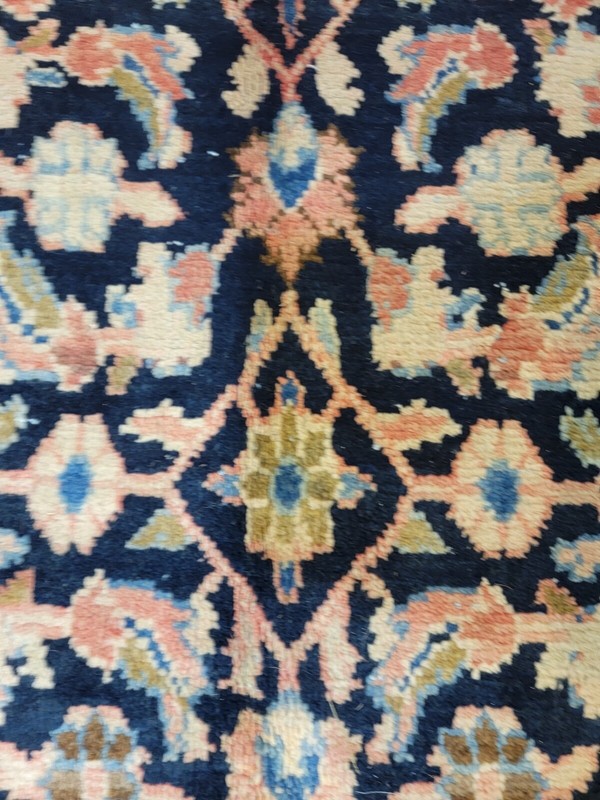 Antique Oriental Hand-Knotted Wool Area Rug Navy Blue/Red/Ivory/Green 5' x 9'9" gallery